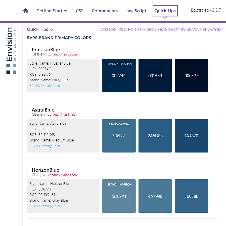 Project Piece: Branded UI Repository for Developers (BS3) by Silvia Reinhardt Portfolio, Interdisciplinary Experience Designer | UX | UI | iXD | Sr. Product Designer