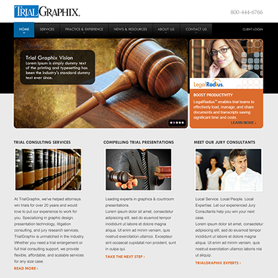 Project Piece: Litigation Presentation Designer Company Homepage Redesign by Silvia Reinhardt Portfolio, Interdisciplinary Experience Designer | UX | UI | iXD | Sr. Product Designer