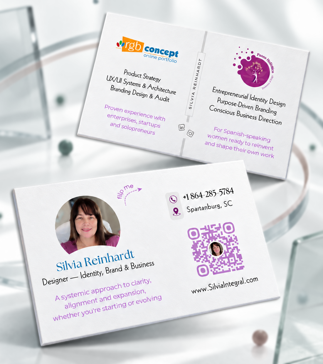 Project Piece: Dual-Brand Professional Identity — Business Card | Silvia Reinhardt Portfolio | UX Architect, Creative Technologist & Digital Ecosystem Strategist