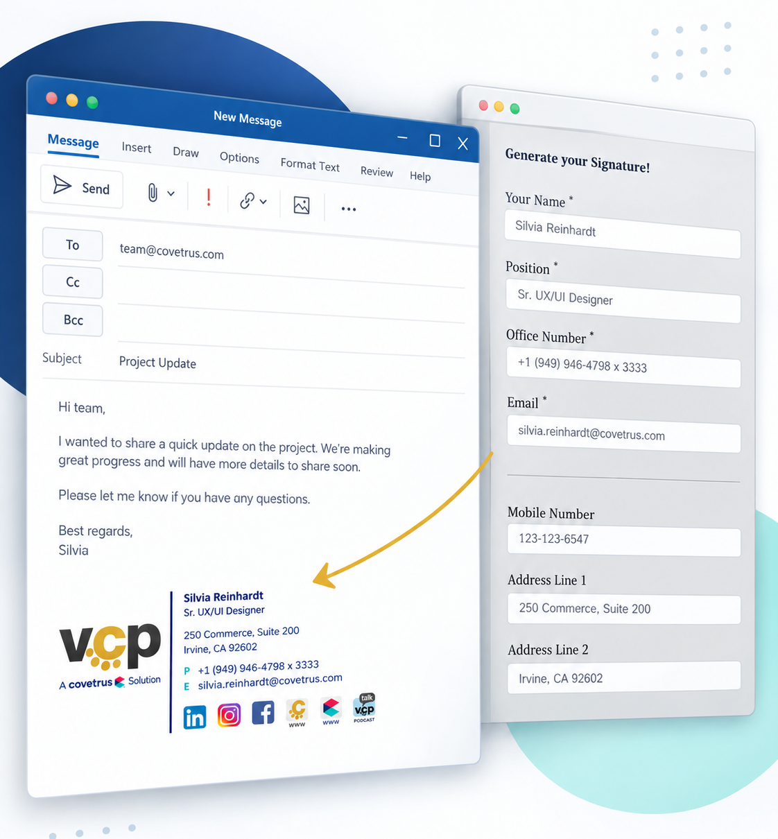 Project Piece: Pet Care Plans Brand Adoption — Corporate Email Signature Design & Generator | Silvia Reinhardt Portfolio | UX Architect, Creative Technologist & Digital Ecosystem Strategist